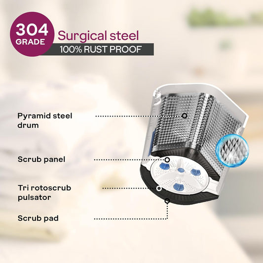 Godrej 8 Kg Semi-Automatic Top Load Washing Machine WSEDGE ULTS 80 5.0 DB2M CSGR