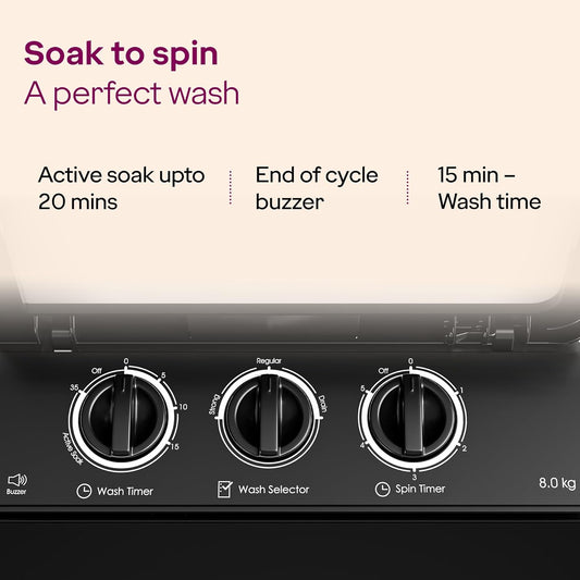 Godrej 8 Kg Semi-Automatic Top Load Washing Machine WSEDGE 80 5.0 TB3+ M CSRD