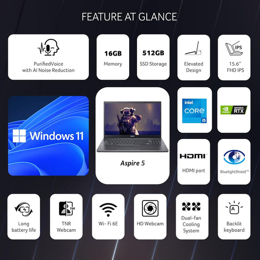 Acer Aspire 5 Gaming (i5-12th Gen, RTX 2050, 16GB/512GB)