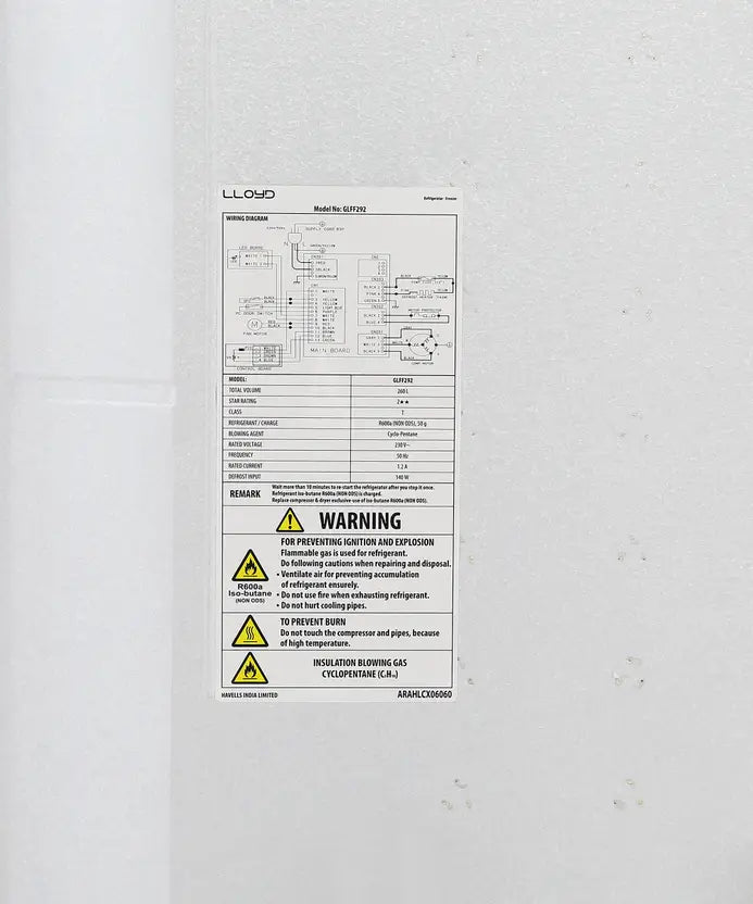 Lloyd 260 L 2 Star Convertible Inverter Frost Free Double Door Refrigerator (GLFF292ADBC1GC)