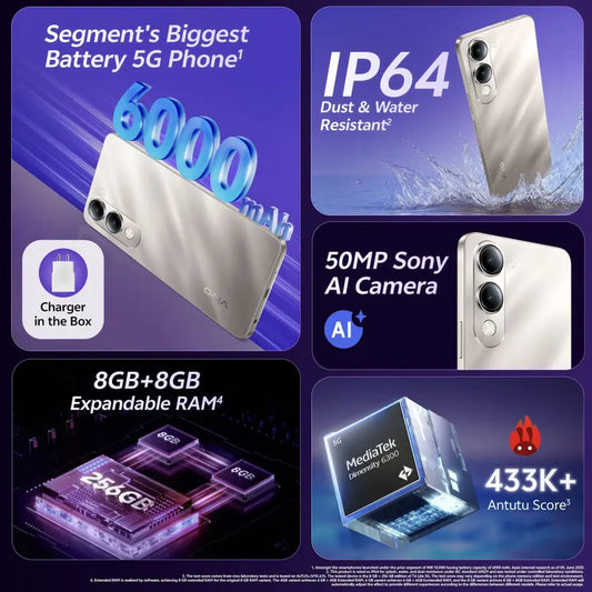 Vivo T4 Lite 5G (4GB RAM, 128GB Storage) - Cosmic Black