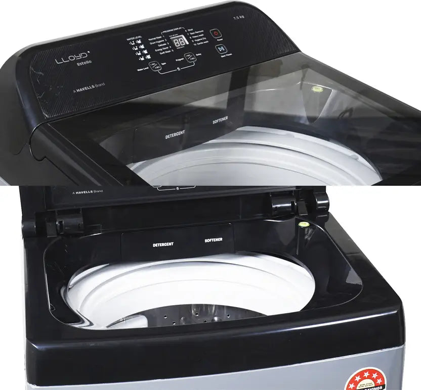 LLOYD 7.5 Kg Fully Automatic Top Load Washing Machine (T755L50EB, Ebony Black)