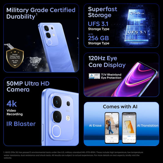 Vivo IQOO Z10x 5G (8GB RAM, 256GB Storage) - Ultramarine