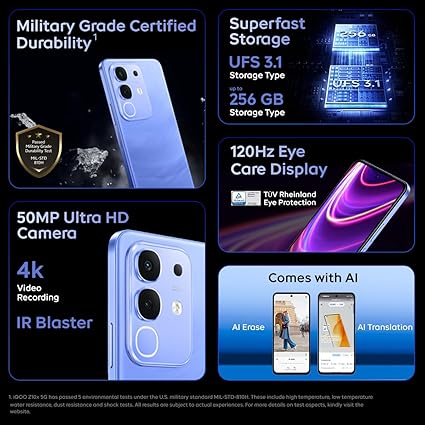 Vivo IQOO Z10x 5G (6GB RAM, 128GB Storage) - Ultramarine