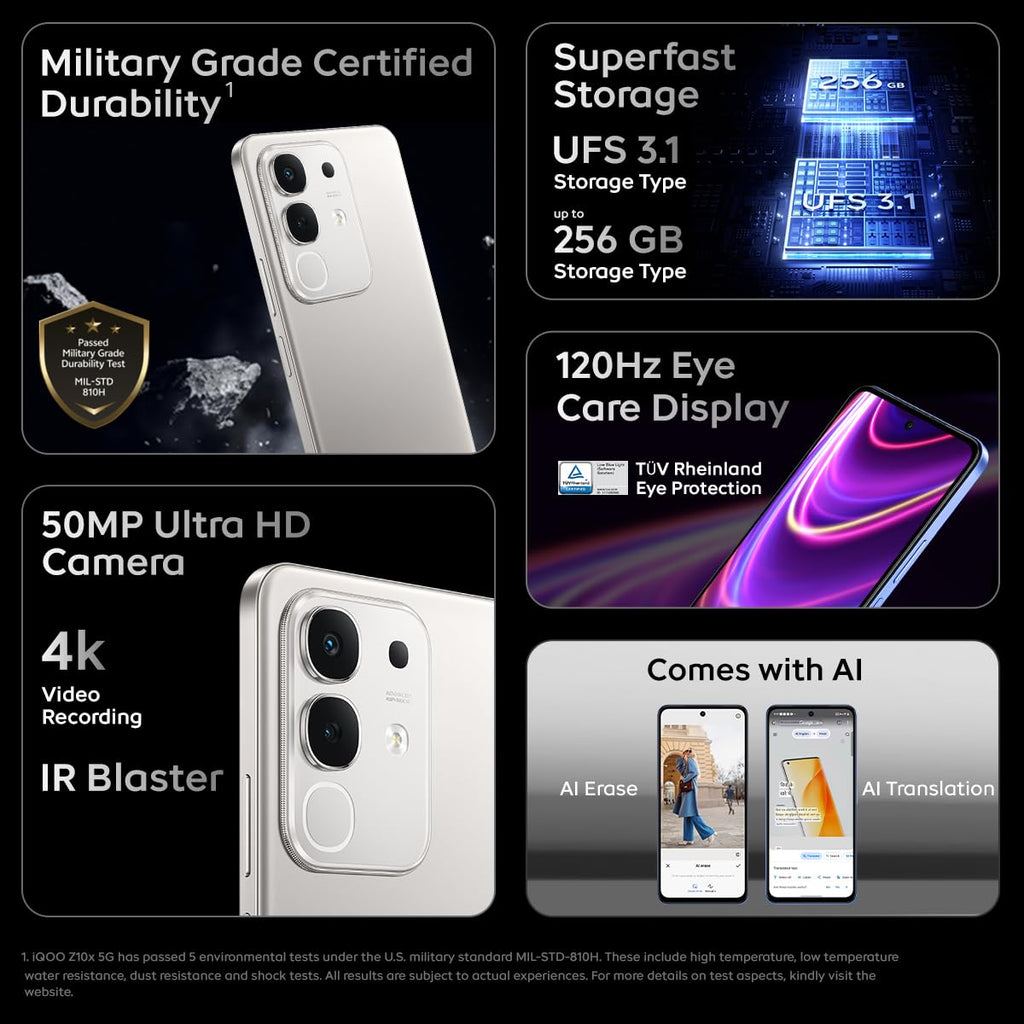 Vivo IQOO Z10x 5G (8GB RAM, 128GB Storage) - Titanium