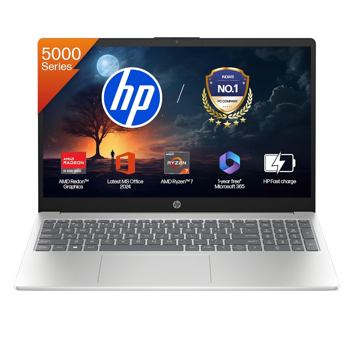 HP Laptop 39.6 cm (15.6) 15-fc0476AU, Silver (16GB/512GB)