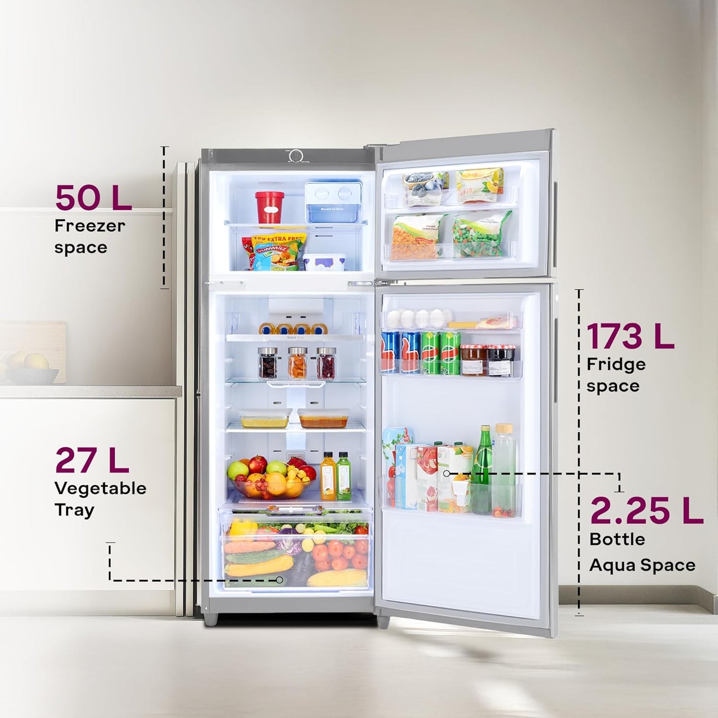 Godrej RT EONVALOR 260C RCIF - 223L, 3 Star, Convertible, Frost-Free Double Door Refrigerator