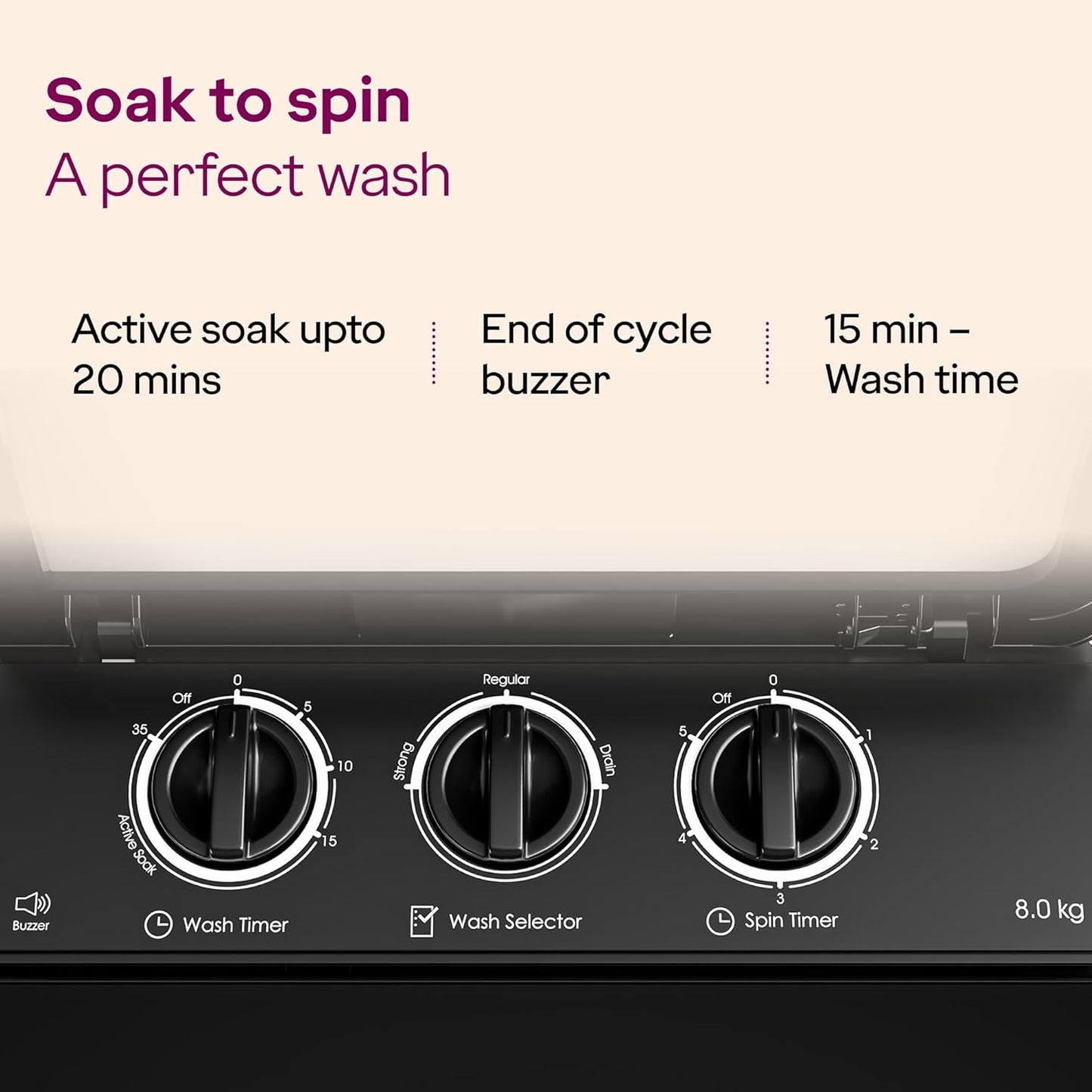 Godrej 8 Kg Semi-Automatic Top Load Washing Machine WSEDGE 80 5.0 TB3+ M CSRD