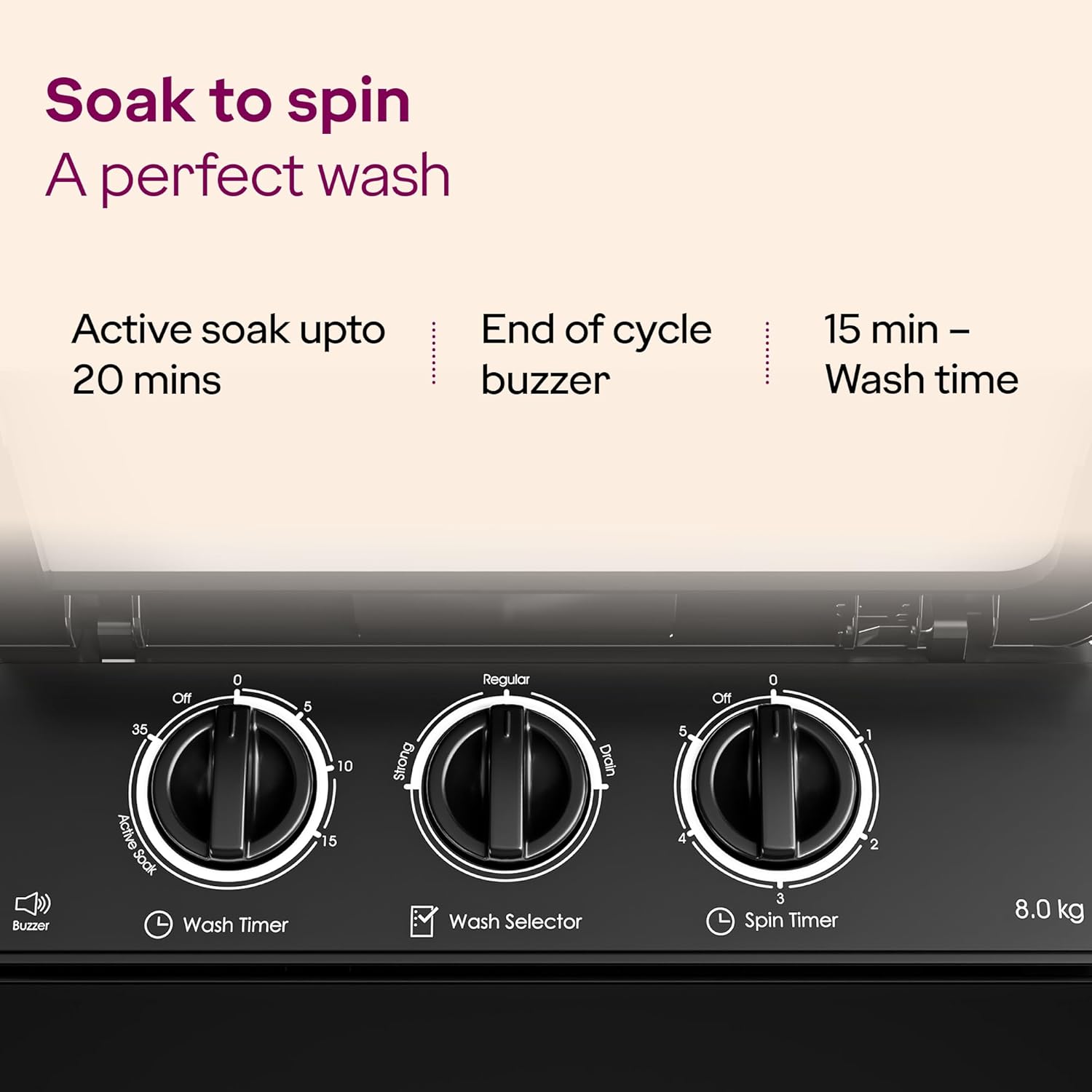 Godrej 8 Kg Semi-Automatic Top Load Washing Machine WSEDGE 80 5.0 TB3+ M CSRD