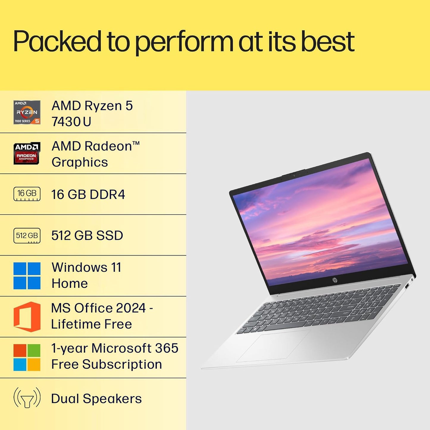 HP Laptop 39.6 cm (15.6) 15-fc0389AU, Silver (8GB/512GB)