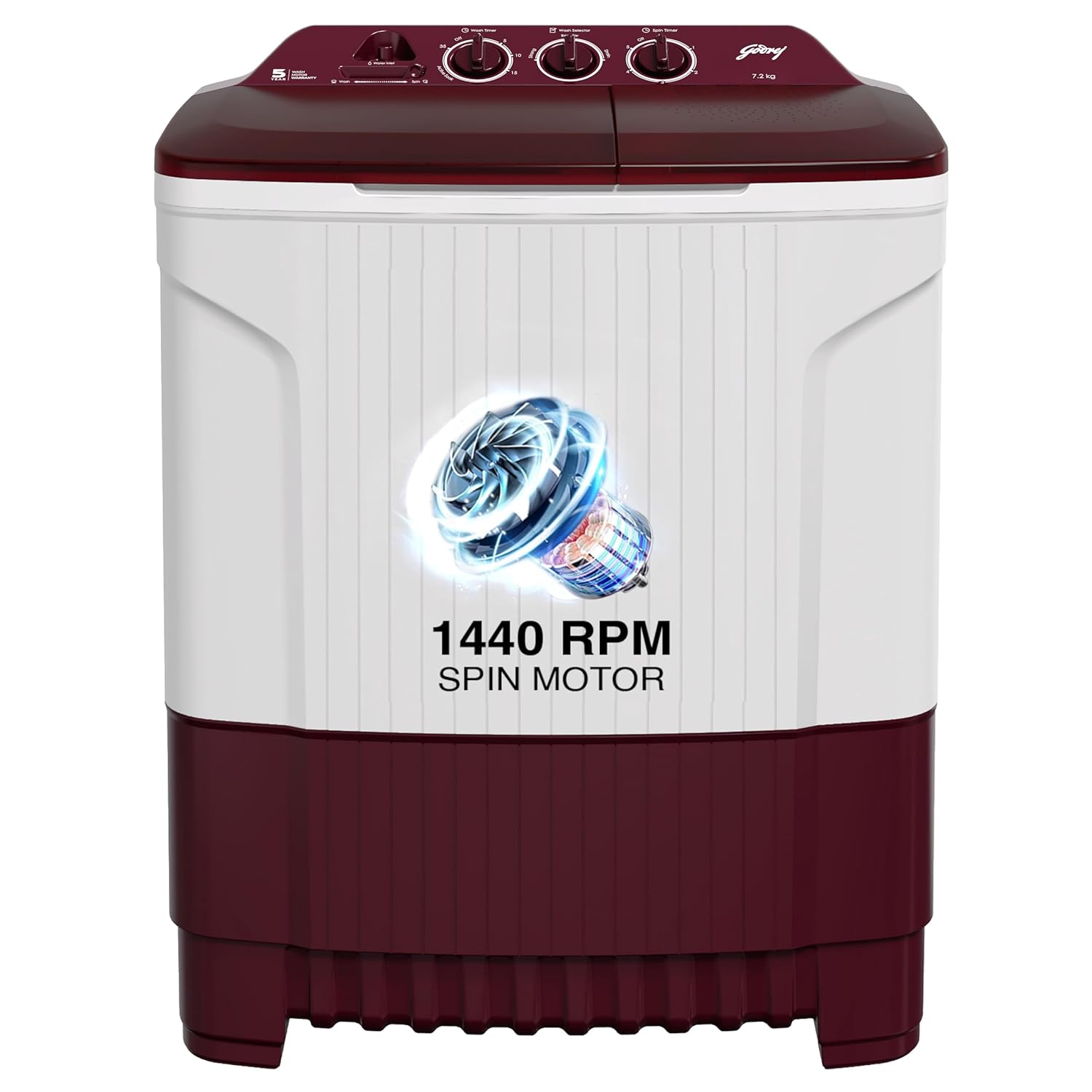 Godrej 7.2 Kg Semi-Automatic Top Load Washing Machine WSEDGE 75 5.0 CPLS WNRD