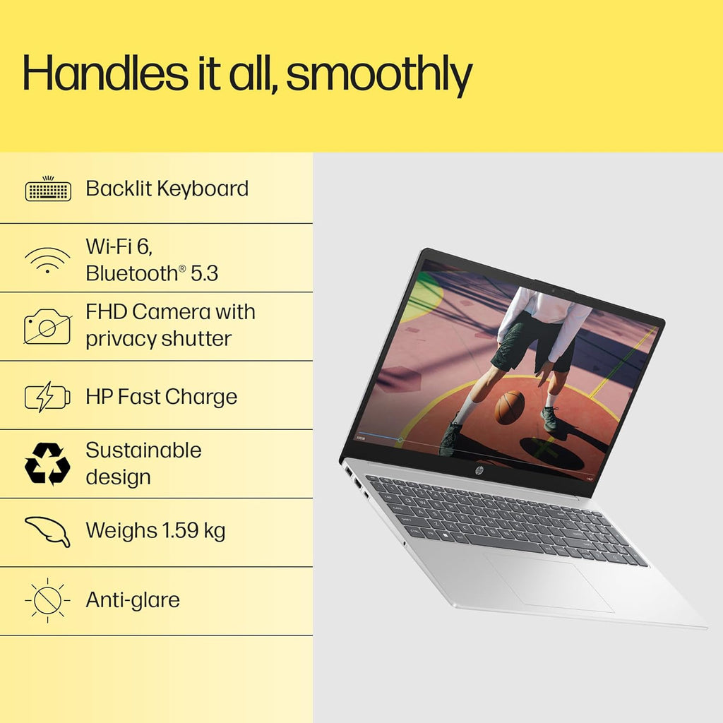 HP Laptop 39.6 cm (15.6) 15-fc0388AU, Silver (16GB/1TB)