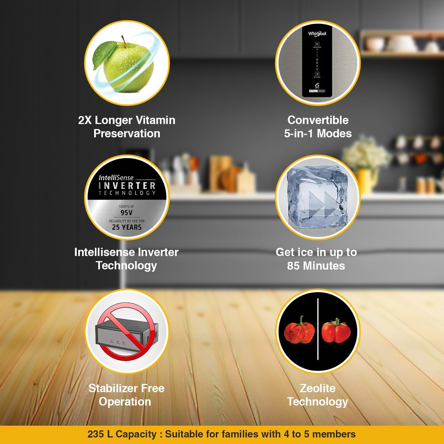 WHIRLPOOL INTELLIFRESH PRO CONVERTIBLE 327L 3 STAR