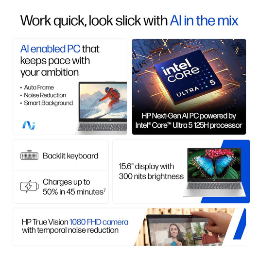 HP Laptop 39.6 cm (15.6) 15-fd1254TU, Silver