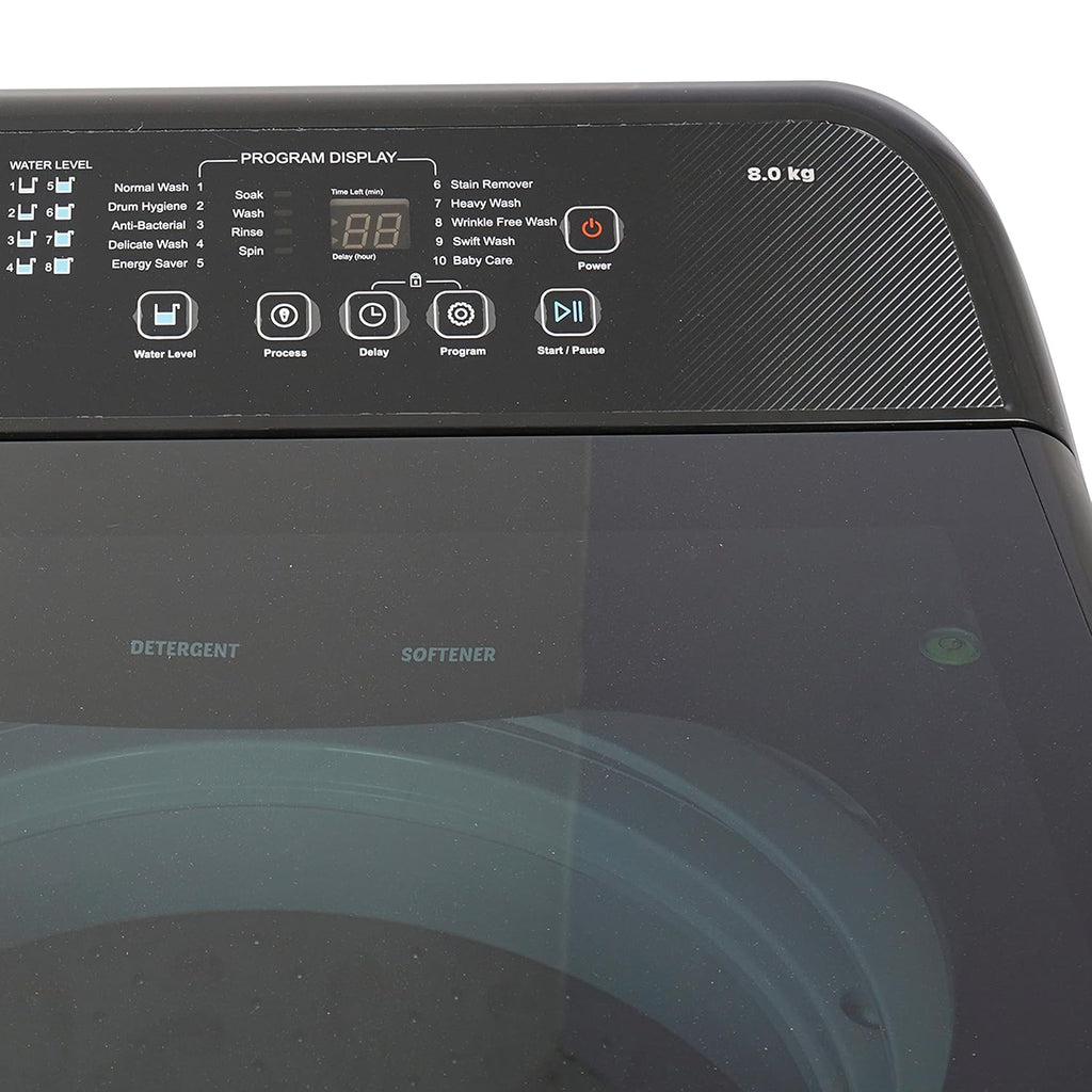 LLOYD 8.0 Kg Fully Automatic Top Load Washing Machine (T805L50EB, Ebony Black)