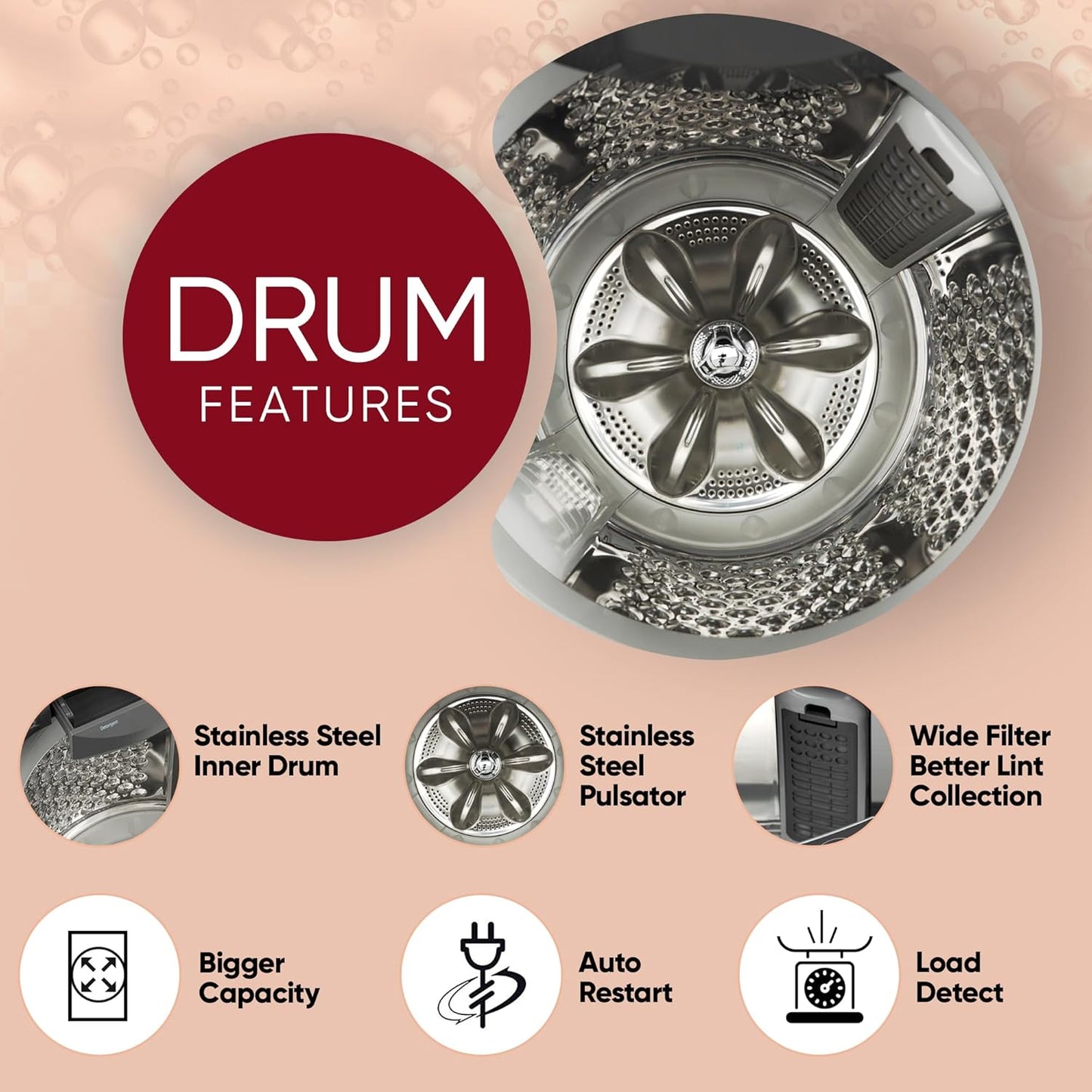 LLOYD 10.0 Kg Fully Automatic Top Load Washing Machine (T10SNHPMB, Middle Black)