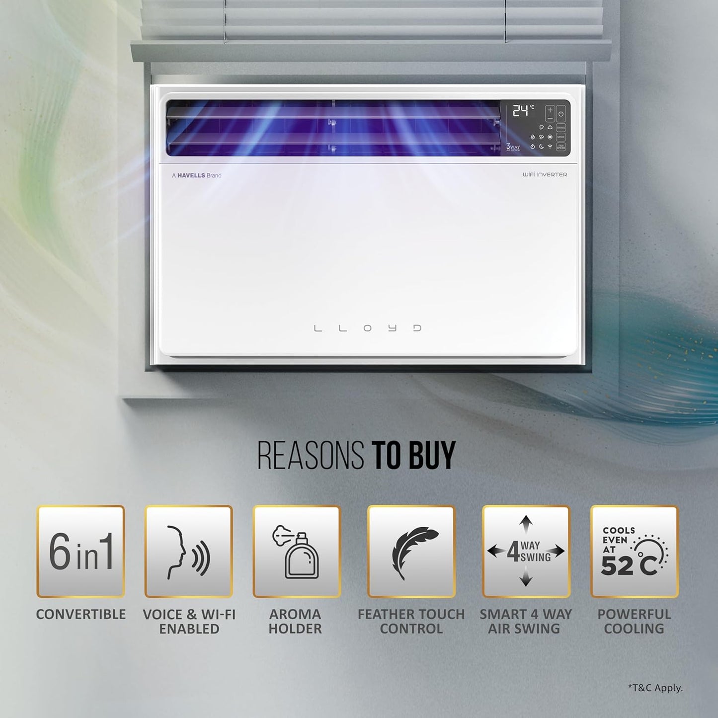 LLOYD Window AC 1.5 Ton 5 Star Inverter (GLW18V5FWTBR)