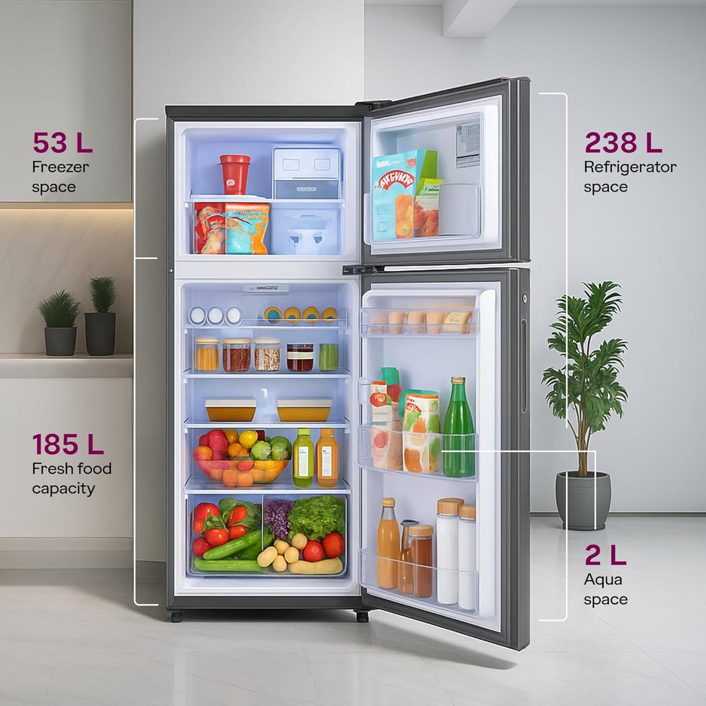 Godrej RT EON ALPHA 270C RI - 238L, 3 Star, Inverter, Frost-Free Double Door Refrigerator