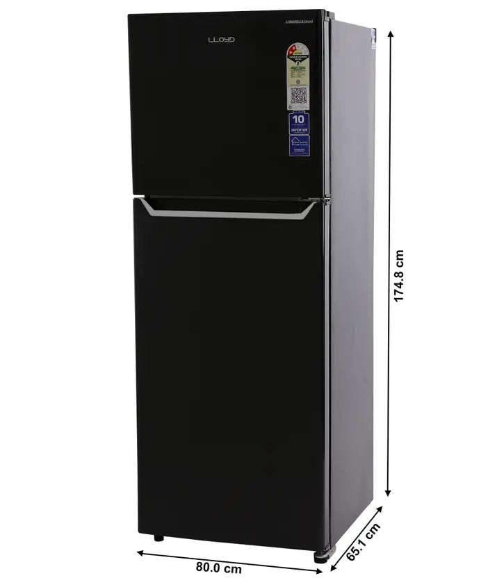 Lloyd 280 L Frost Free Double Door 2 Star Refrigerator  (Metallic Black, GLFF312AMBC1GC)
