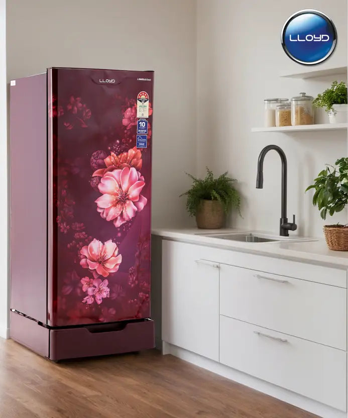 LLOYD 188 L 5 Star Inverter Direct Cool Refrigerator (Cherry Blossom Wine)