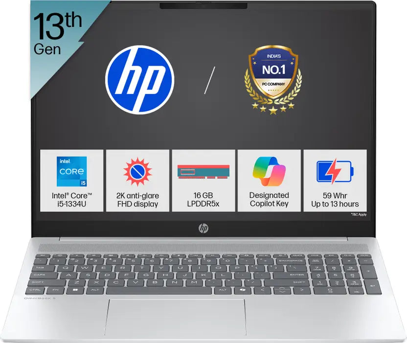 HP OmniBook 5 Laptop 16-ba1008TU, Silver (16GB/512GB)