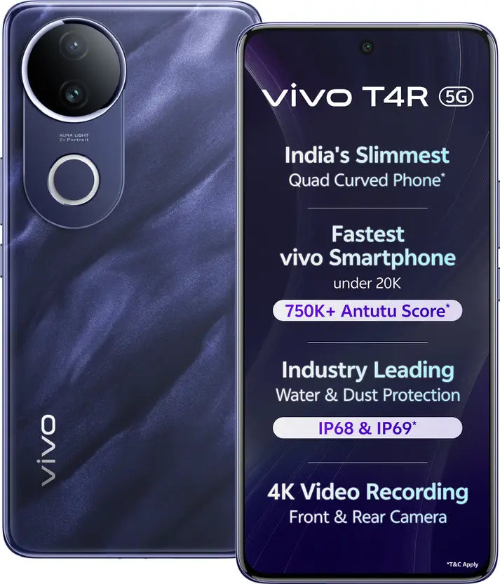 Vivo T4R 5G (8GB RAM, 256GB Storage) - Twilight Blue