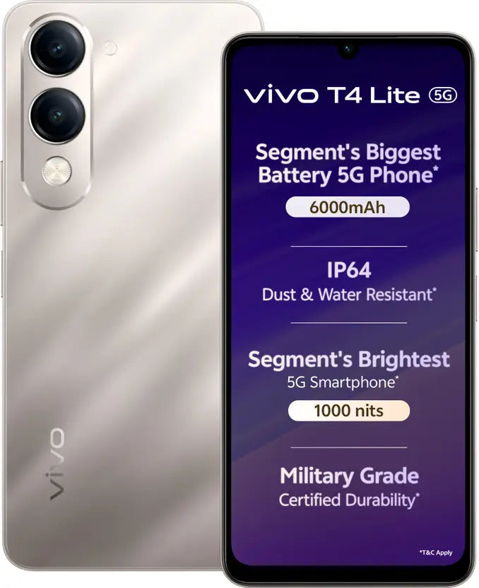 Vivo T4 Lite 5G (4GB RAM, 128GB Storage) - Cosmic Black