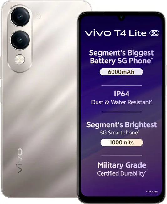Vivo T4 Lite 5G (4GB RAM, 128GB Storage) - Cosmic Black