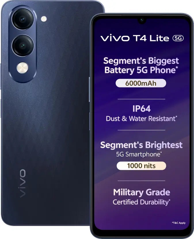 Vivo T4 Lite 5G (8GB RAM, 256GB Storage) - Starry Blue