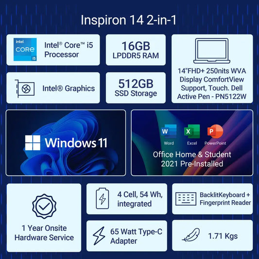 Inspiron 14 2-in-1 Laptop (Core 3, 8GB, 512GB SSD)