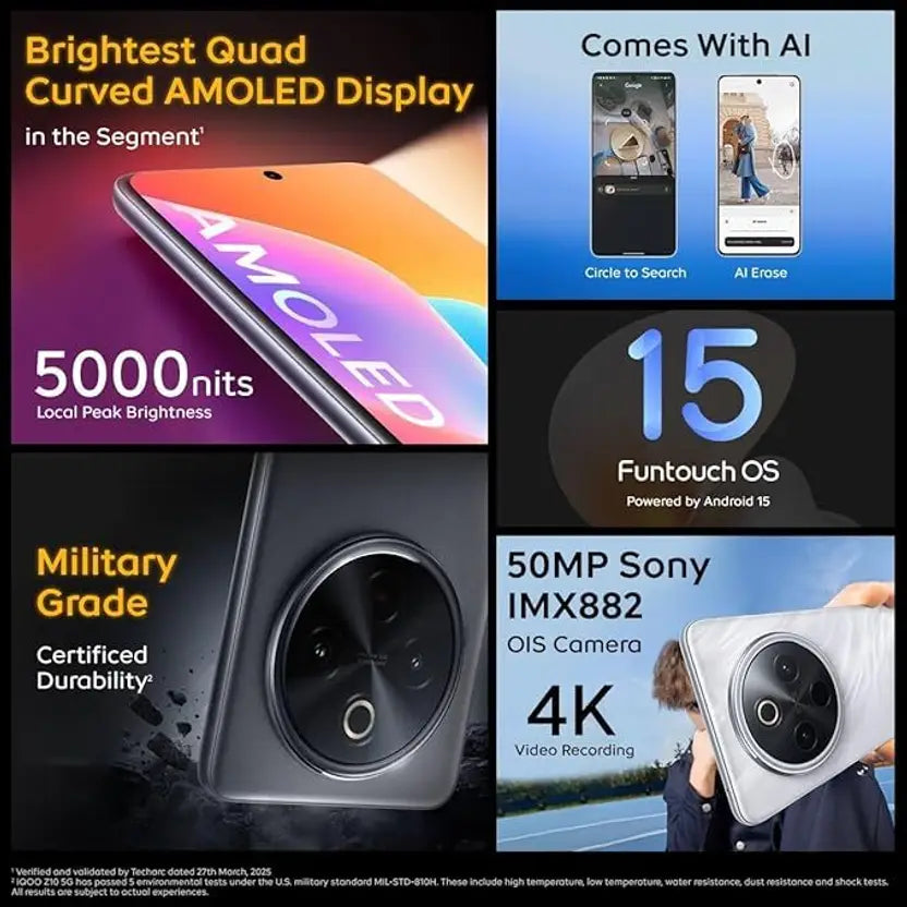 Vivo IQOO Z10 5G (8GB RAM, 128GB Storage) - Glacier Silver